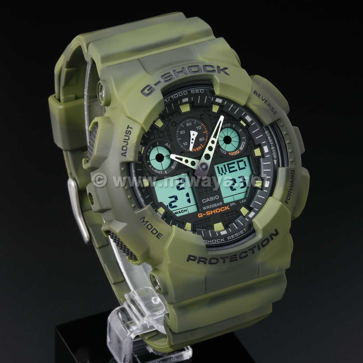 希少  CASIO G-SHOCK 迷彩柄ダークグリーン GA-100MM